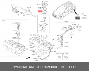 Прокладка KIA Sorento (09-) насоса топливного OE 311152P000 HYUNDAI KIA