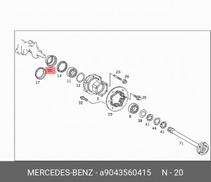Кольцо АБС ступицы задней, , 411, MB A 904 356 04 15 MERCEDES BENZ