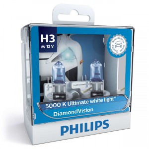 Лампа 12V H3 55W PK22s 5000K бокс (2шт.) Diamond Vision PHILIPS 12336DVS2 PHILIPS