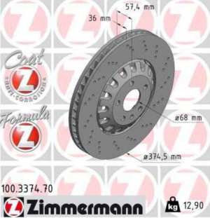 диск тормозной !FZ перед. 375x36/57-5x112 \ Audi A5/A6/A7/A8/Q7 15> 100337470 ZIMMERMANN