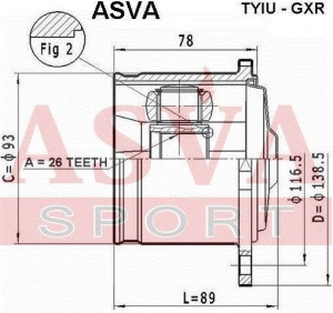 ШРУС ВНУТРЕННИЙ ЗАДНИЙ 26x138.5 12 TYIUGXR TYIU-GXR ASVA