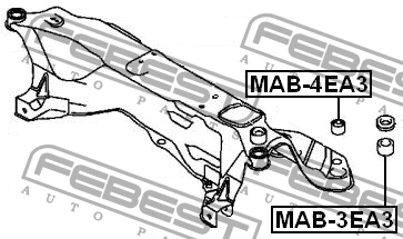 сайлентблок подрамника зад.!\ Mitsubishi Eclipse 95>/Galant 92> MAB-4EA3 FEBEST