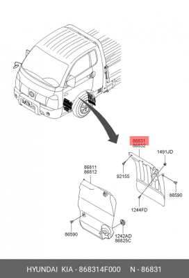Брызговик 86831-4F000 868314F000 HYUNDAI KIA