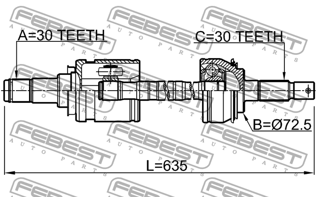 Привод TOYOTA HILUX 2004-2012 0114-KUN26 0114-KUN26 FEBEST