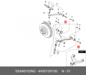 Рычаг подвески SSANGYONG Actyon Sports (12-),Kyron (12-),Rexton (12-) (4WD) пере 4450109100 SSANG YONG