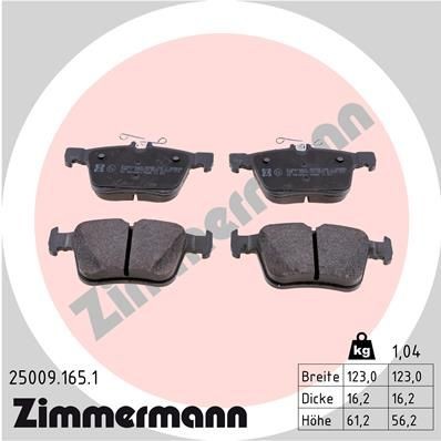 колодки дисковые !задн. 123x61x16 \ Audi A3, VW Golf VII 1.2TSI-1.8TFSI/2.0TDI 1 250091651 ZIMMERMANN