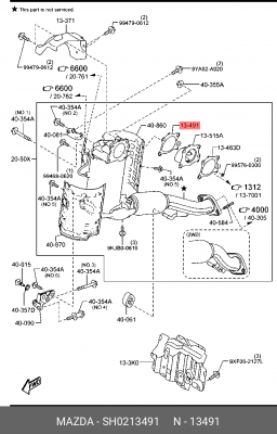 ПРОКЛАДКА ГЛУШИТЕЛЯ MME/W002/17 SH0213491 MAZDA