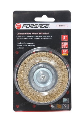 кордщетка! дисковая латунная для дрели 75мм, в блистере\ FBFR003 FORSAGE TOOLS