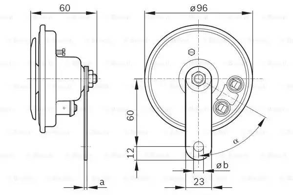 Сигнал звуковой 12V электропневматический гальванизированный BOSCH 0 986 320 111 BOSCH