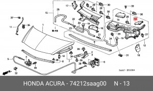 накладка петли капота! левая\ Honda Jazz 02-08 74212SAAG00 HONDA