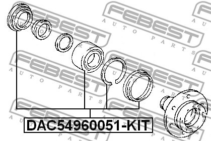 Подшипник ступицы передний TOYOTA LAND CRUISER PRADO 90 DAC54960051-KIT DAC54960051-KIT FEBEST