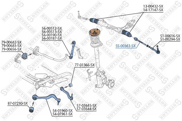тяга рулевая!\ BMW E60/E61 all 03> 5500361SX STELLOX