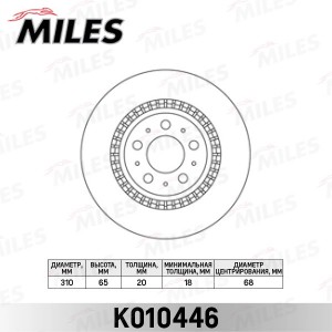 Диск тормозной задний VOLVO XC90 02- (TRW DF4338) K010446 K010446 MILES