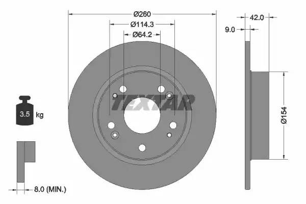 Диск тормозной HONDA Civic 4D,5D (06-12) задний (1шт.) TEXTAR 92164303 TEXTAR