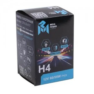 Лампа 12V H4 60/55W P43t Standart MEGAPOWER 37033017 MEGA POWER