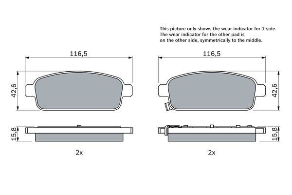 Колодки тормозные OPEL Astra J (11-) задние (4шт.) BOSCH 0 986 494 435 BOSCH