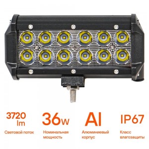 Фара светодиодная "AIRLINE" 165х78х65 мм 36W 12/24V (12 LED, направленный свет,  ALED045 AIRLINE