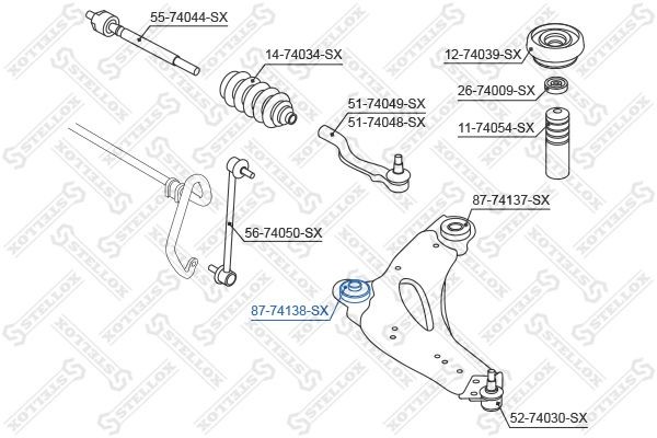 сайлентблок рычага пер.!\ Nissan Primastar all 02> 87-74138-SX STELLOX