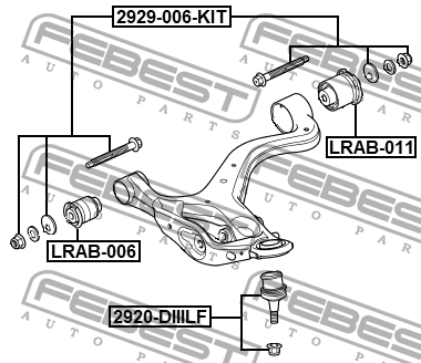 Болт с эксцентриком LAND ROVER DISCOVERY 3 05-09 Ремкомплект 2929-006-KIT 2929-006-KIT FEBEST