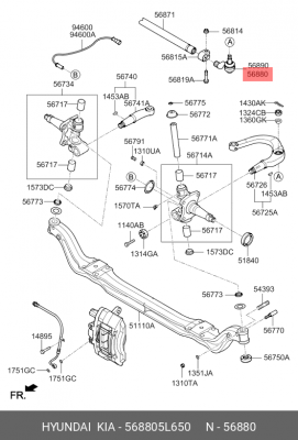 Наконечник рулевой тяги HYUNDAI HD35 левый OE 568805L650 HYUNDAI KIA
