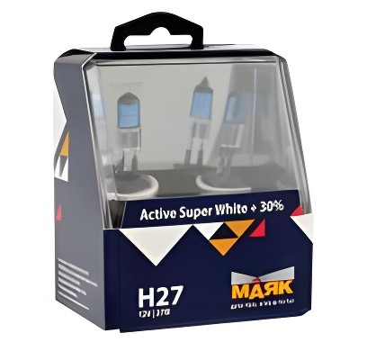 Лампа галогенная H27 12V 27W "Маяк" Active Super White (+30%) (2 шт.) 727272ASW+30 MAYAK