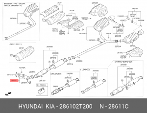 Труба выхлопная HYUNDAI i45 (10-) (2.0) KIA Optima (11-) (2.0) передняя часть OE 286102T200 HYUNDAI KIA