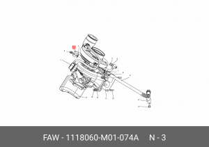 Трубка FAW 3310 масляная турбокомпрессора впускная OE 1118060M01074A FAW