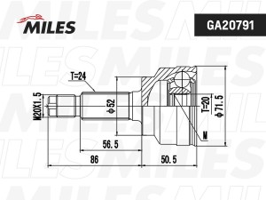 ШРУС наружный KIA: PRIDE 90 -, MAZDA: 121 II 90 - 96 (GSP 818033) GA20791 GA20791 MILES