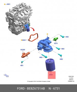 Фильтр масляный/filter asy - oil / fl BE8Z6731AB BE8Z-6731-AB FORD
