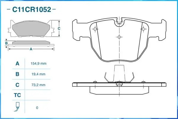 Тормозные колодки передние Low Metallic C11CR1052 C11CR1052 CWORKS