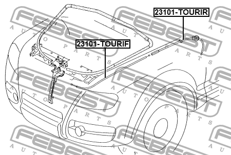 Трос привода открывания замка капота VOLKSWAGEN TOUAREG 2003-2010 23101-TOURIF 23101-TOURIF FEBEST