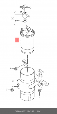 Фильтр топливный AUDI A4 (04-08) OE 8E0 127 435 A VAG
