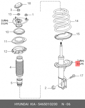 СТОЙКА АМОРТИЗАЦИОННАЯ ПЕРЕДНЯЯ ЛЕВАЯ 54 54650-1G200 HYUNDAI KIA