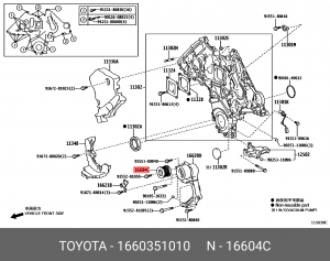 Ролик направляющий приводного ремня TOYOTA LAND CRUISER ,VDJ200) 1VDFT Toyota La 16603-51010 TOYOTA