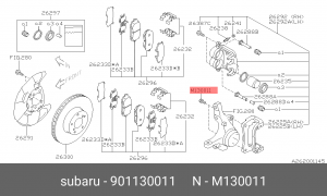Болт SUBARU BRZ (11-) крепления скобы суппорта переднего OE 901130011 SUBARU