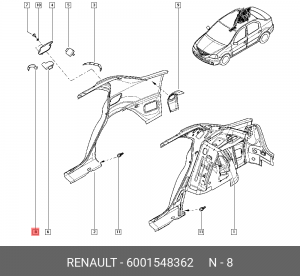 Пружина ЛАДА RENAULT лючка бака топливного OE 6001548362 RENAULT