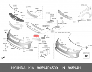 Рамка KIA Optima (18-) фары противотуманной правой OE 86594D4500 HYUNDAI KIA