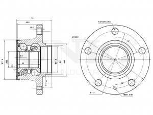 Ступица задняя с подшипником (с ABS) HUB-20153 UNIO