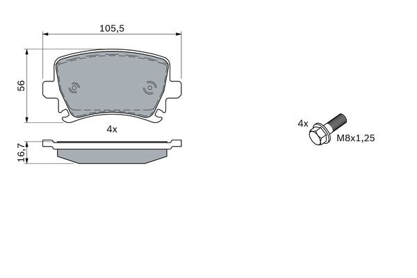 Колодки тормозные VW Golf 5 (10.03-) AUDI A3,A4,A6 SKODA Octavia (06.04-) задние 0 986 494 053 BOSCH