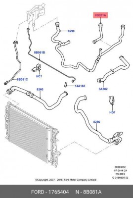 ШЛАНГ(ГБЦ-ОТОПИТЕЛЬ) 1765404 1 765 404 FORD