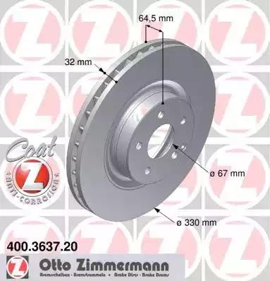 диск тормозной !перед. 330x32/64-5x112 \ MB W211/S211 3.0-5.0/3.2CDi/4.0CDi 02> 400.3637.20 ZIMMERMANN