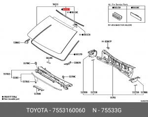 OETOY-7553160060 молдинг лобового стекла!\ Toyota LAND Cruiser Prado J15 09-17 75531-60060 TOYOTA