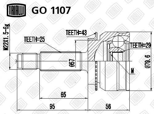 ШРУС наруж. перед. к-кт!\ Mitsubishi Outlander 2.0i/2.4i 03> GO1107 TRIALLI