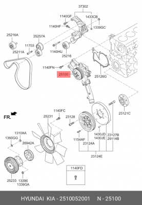 НАСОС СОД D6GA HD120, 25100-52001 2510052001 MOBIS