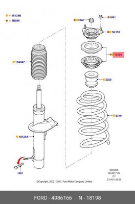 Опора амортизатора FORD Transit переднего OE 4 986 166 FORD