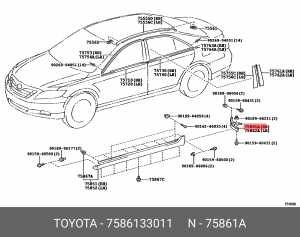 кронштейн накладки порога! пластик\ Toyota Camry V40 06> 75861-33011 TOYOTA