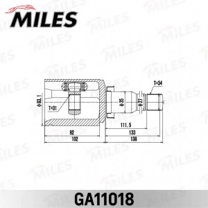 ШРУС внутренний левый CHEVROLET CRUZE (J300) 2009- GA11018 GA11018 MILES