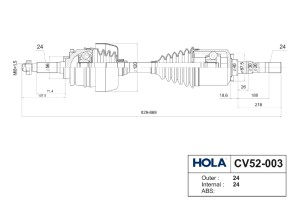 Привод для а/м ВАЗ 21213, для а/м ВАЗ 21214, 2123 (правый, длинный) н/o "HOLA" 2 CV52-003 HOLA