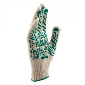 Перчатки х/б 6-и нит. 10 класс ПВХ цветы белая PALISAD 67771 PALISAD