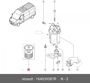 Фильтр топливный с маслоотделителем 16 40 395 87R RENAULT 164039587R 164039587R RENAULT